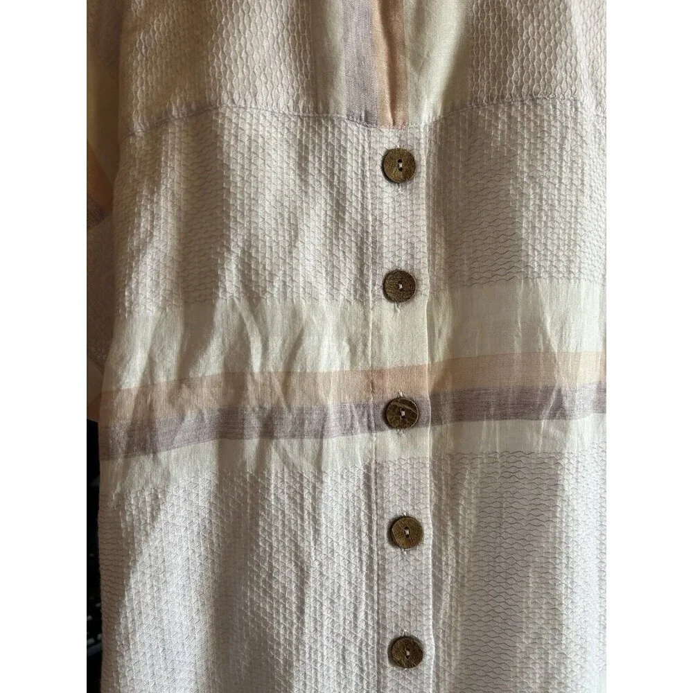 Soft Surroundings Light-as-air Striped Gauzy Lined Blouse Purple Sz L Purple Art - Picture 7 of 11